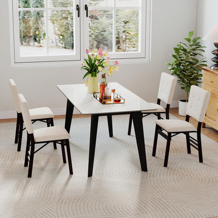 Dreamade Foldable Dining Chair Set of 2/4 Armless Kitchen Chair with Padded Seat and Tilt Backrest