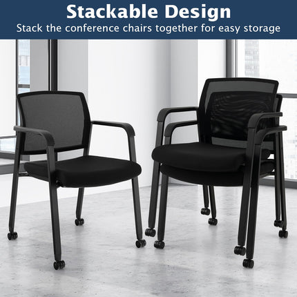Dreamade Waiting Room Chair Set, Rolling Office Desk Chairs with PU Wheels (2 / 4 / 6 / 8 / 10 / 12 Pack Options)