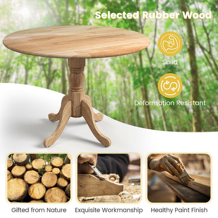 Dreamade Wooden Dining Table, Dining Table with 40" D Round Tabletop & Curved Trestle Legs