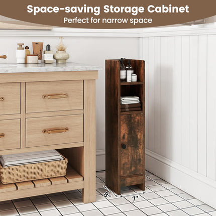 Dreamade Slim Bathroom Cabinet with 3 Level Adjustable Shelf & Anti toppling Design