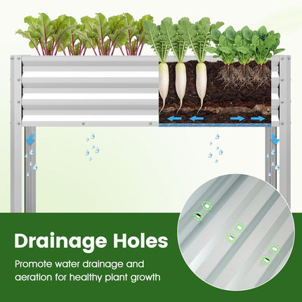 Dreamade 44" x 22" x 32" Metal Large Elevated Planter Box for Vegetable Flower Fruit Herb (1/2)