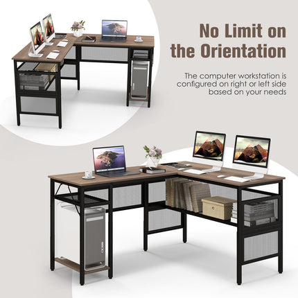 Dreamade L Shaped Desk with Power Outlets & USB Ports