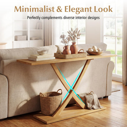 Dreamade 57" Solid Wood Console Table Narrow Long Entryway Table