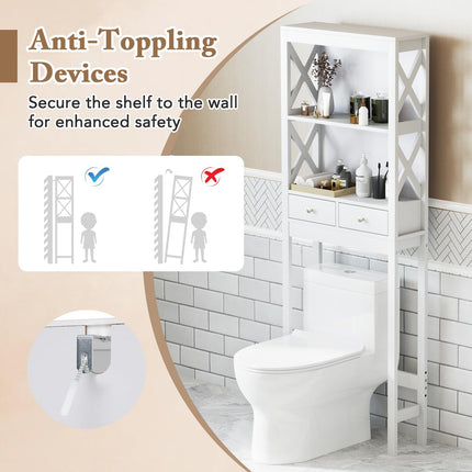 Dreamade Over The Toilet Storage Cabinet, 65" Tall Freestanding Bathroom Organizer with Open Shelves