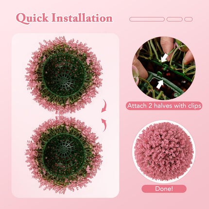 Dreamade 2 PCS Artificial Plant Topiary Ball, 17.5'' Pink Faux Eucalyptus Decorative Balls for Wedding Home Decor