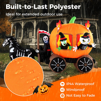 DREAMADE 10.2 FT Long LED Lighted Halloween Inflatable Carriage