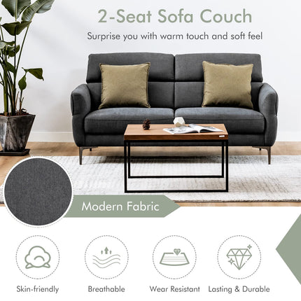 Dreamade Couch, Upholstered Loveseat with Lift-up Headrest and Metal Legs