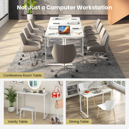 Dreamade 6.5 FT Small Conference Table, 2 PCS 40" x 19.5" Rectangular Meeting Table with Heavy-Duty Metal Frame