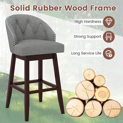 Dreamade Modern Upholstered Bar Stools Set of 2/4, 31" Bar Height Swivel Kitchen Stools w/Button-Tufted Back