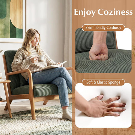 Dreamade Modern Accent Chair Corduroy Upholstered Lounge Chair