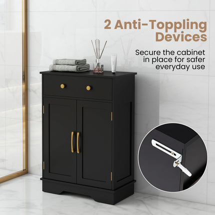 Floor Storage Cabinet with Doors Modern Buffet Sideboard with Drawer and Adjustable Shelf