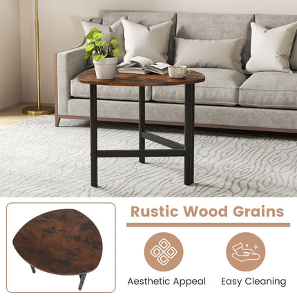 Dreamade Triangle End Table Wood Side Table with Metal Legs
