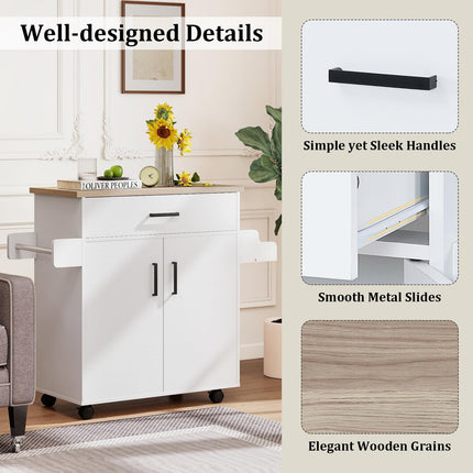 Dreamade Kitchen Island with Storage 41.5" W Rolling Island Table