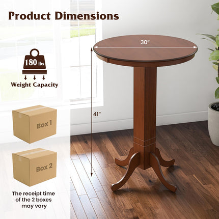 Dreamade 30” Round Bar Table, Dining Table with Rubber Wood Frame