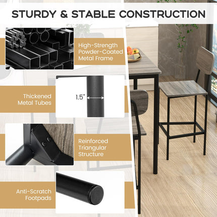 Dreamade 5-Piece Dining Table Set W/Counter Height Table & 4 Bar Stools