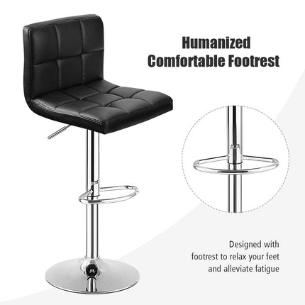 Dreamade Bar Stool, Modern Swivel Adjustable Armless Barstools, Square Counter Height PU Leather Bar Stools