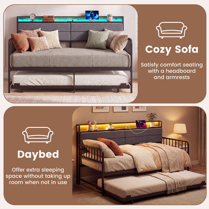 Dreamade Daybed with Trundle Twin Bed Frame