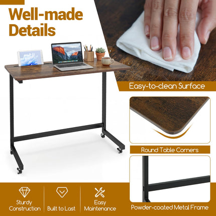 Dreamade Mobile C-Shape Side Table - Rolling Bedside Table w/Tablet Slot