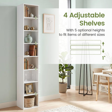 Dreamade 8-Tier Tall Narrow Media Tower Rack with 4 Adjustable Shelves (1/2)