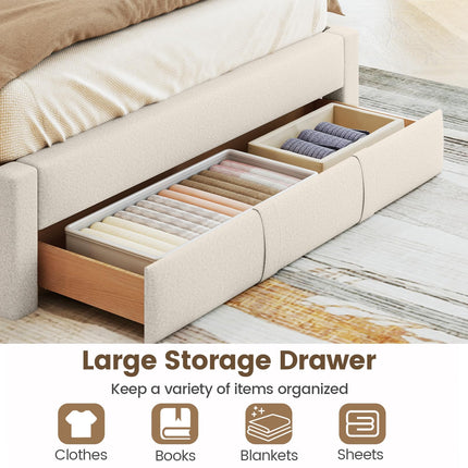 Dreamade Queen Size Bed Frame with Storage Drawer