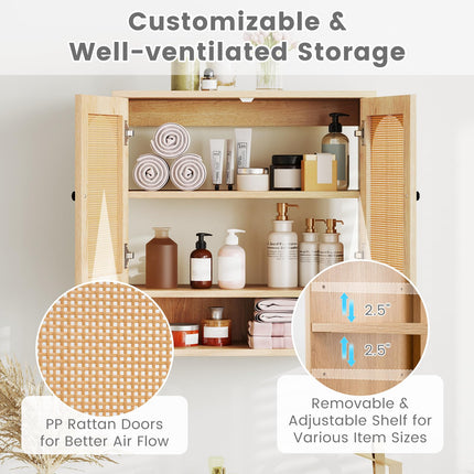 Dreamade Rattan Bathroom Medicine Cabinet