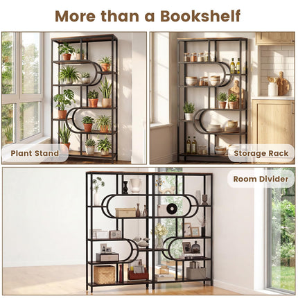 Dreamade 69" Tall Etagere Bookcase w/Open Storage Shelves for Living Room