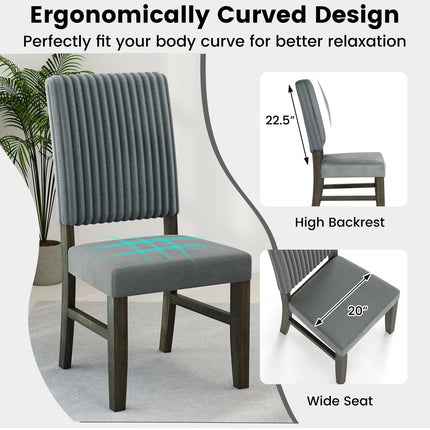 Dreamade Dining Chairs Set of 2/4 Mid-Century Velvet Fabric Upholstered Chairs with Rubber Wood Legs Thick Padded Seat