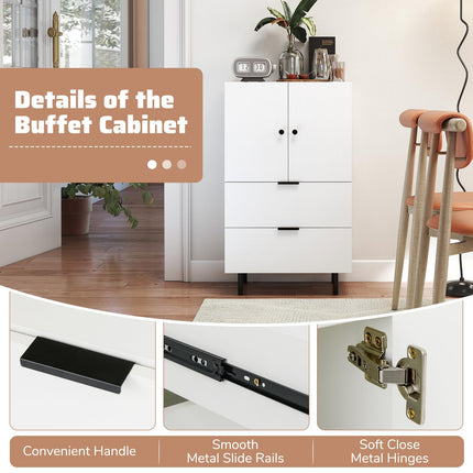 Dreamade 2-Door Narrow Storage Sideboard Buffet Cabinet with Drawers