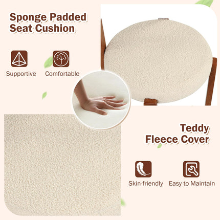 Dreamade Wooden Dining Chairs Set of 2/4 Teddy Fleece Upholstered Boucle Kitchen Chair w/Curved Backrest
