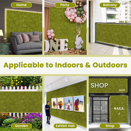 Dreamade 12PCS 20" x 20" Grass Wall Panels Backdrop, Garden Privacy Fence Screen, 33.3 Sq.ft Artificial Moss Wall Panels