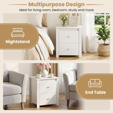 Dreamade 21" Wooden Nightstand with 2 Drawers (1/2)