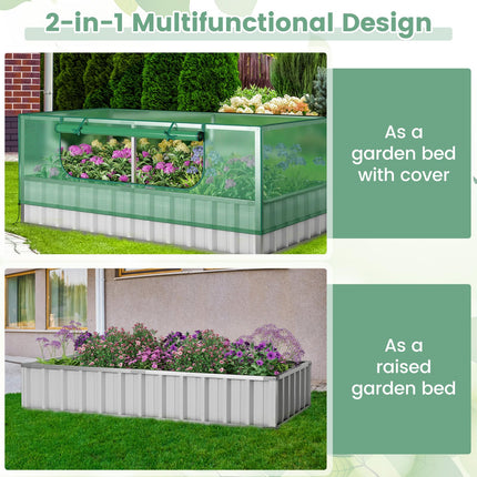 Dreamade 69”x36”x28” Raised Garden Bed with Cover, 16.5 Cu.Ft Galvanized Steel Planter Box Kit