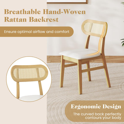 Dreamade Faux Leather Upholstered Kitchen Chairs w/Breathable Mesh Cane Backrest