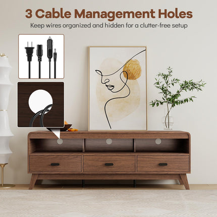 Dreamade TV Stand for 60-70 Inch TV Mid-Century Modern Entertainment Center with 3 Storage Drawers