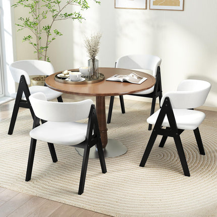 Dreamade Wooden Dining Chairs Set of 2/4 Modern Sherpa Upholstered Kitchen Chair
