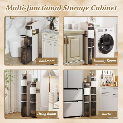 Dreamade 5-Tier Narrow Bathroom Storage Cabinet with Drawers and Tissue Box