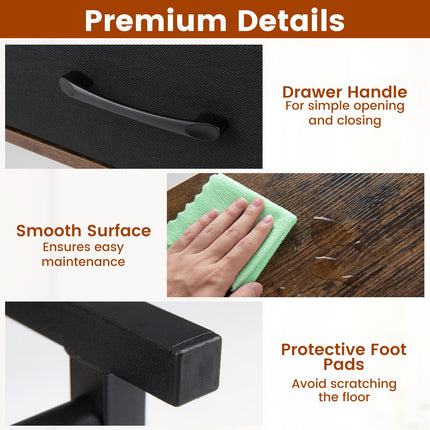 Dreamade 3-Tier Industrial Shoe Storage Bench with Drawer & Metal Frame