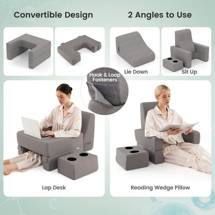 Dreamade Reading Pillow for Gaming Extra Large Lap Desk for Laptop with Back Arm Rest & Cup Holder for Adult