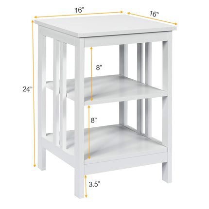 Dreamade Nightstand 3-Tier Sofa Side Table W/Reinforced Bars and Stable Structure