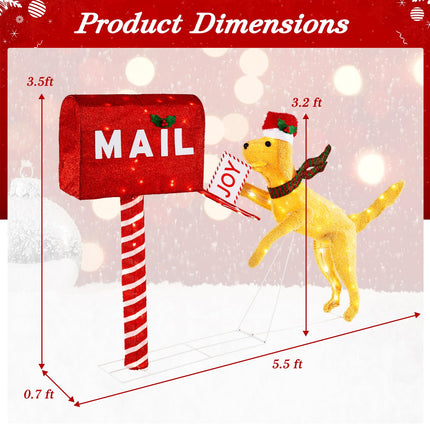 Dreamade 3.5 FT Lighted Dachshund Climbing Mailbox, Pre-Lit Christmas Holiday Decoration