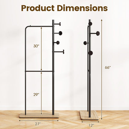 Dreamade Double Rods Clothes Hanging Rack for Entryway