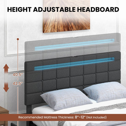 Dreamade Full/Twin Size Bed Frame with LED Lights and 4 Drawers
