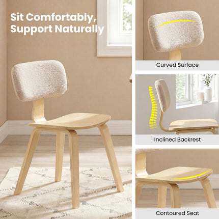 Dreamade Dining Chairs Set of 4/2 Teddy Velvet Padded Backrest & Ergonomic Seat