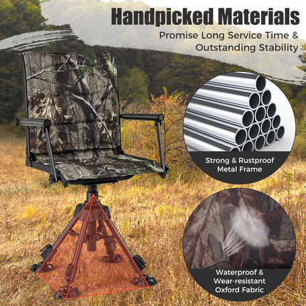 DREAMADE 360°Swivel Hunting Chair Foldable Ground Blind Chair