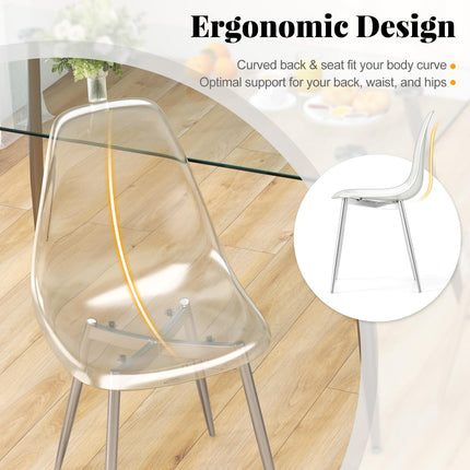 Dreamade Clear Dining Chairs Set of 4, Kitchen Chairs w/Transparent Seat & Curved Back