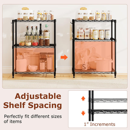 Dreamade Storage Shelves Adjustable Wire Shelf Rack w/4 Removable Hooks