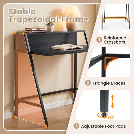 Dreamade 31.5" Small Computer Desk with Raised Storage Shelf & Heavy-Duty Metal Frame