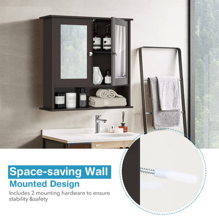 Dreamade Medicine Cabinet, Bathroom Wall Cabinet with 2 Mirrored Doors, Adjustable Shelf