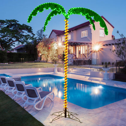 Dreamade 7.5 FT Lighted Palm Tree, Tropical Christmas Tree with 332 LED Lights