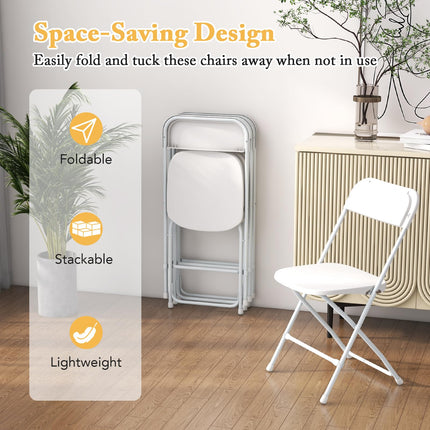 Dreamade Folding Chair with Plastic Seat & Back, Heavy-Duty Metal Frame
